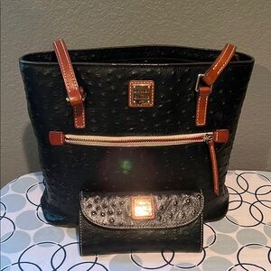 Dooney & Bourke Black and Brown Women's Tote Bag and Wallet Set